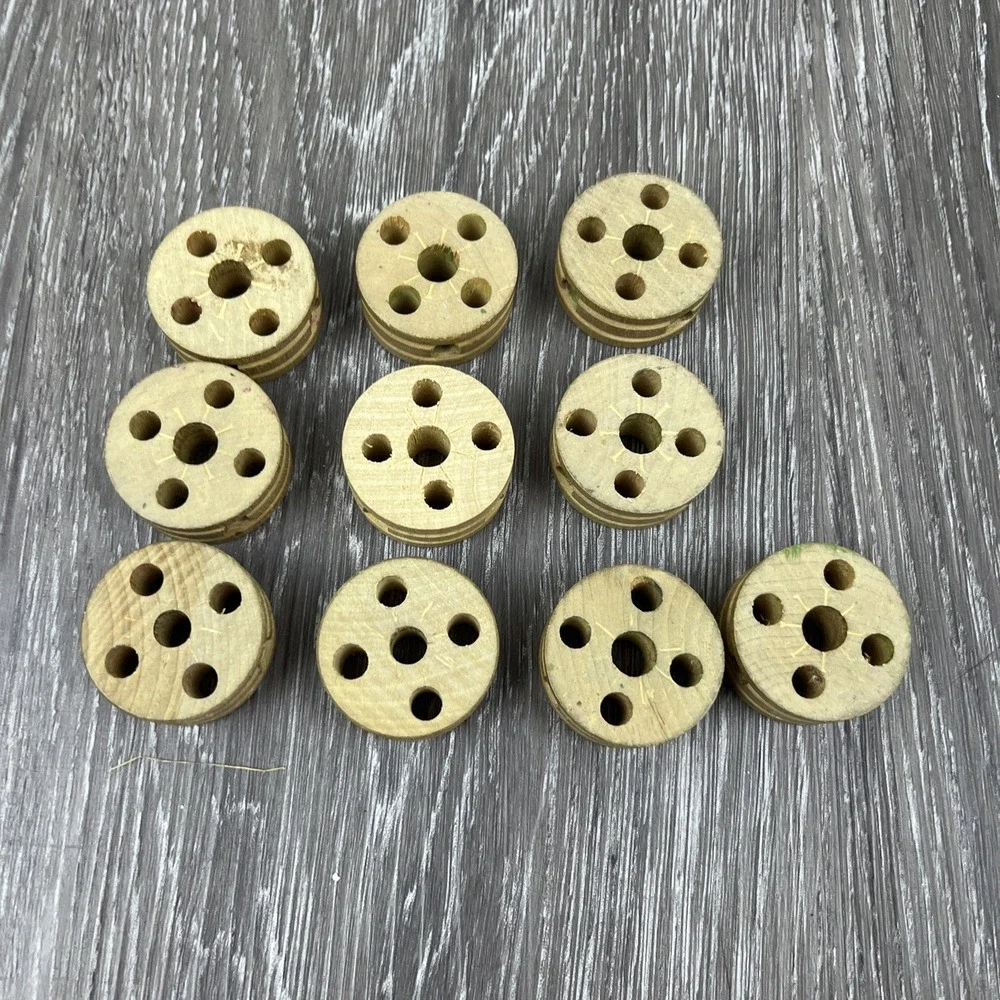 Tinkertoys Wooden Wheels‎ – Five Hole – Lot of 10
